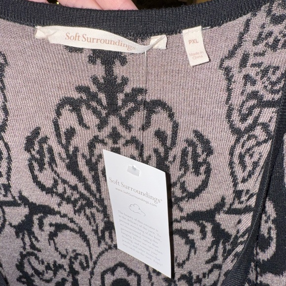 NWT Soft Surroundings Black Tan Patterned Cardigan Sweater Petite XL - Picture 4 of 4